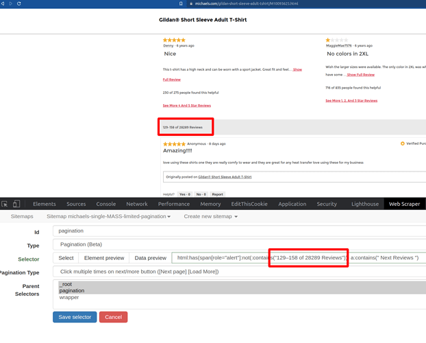 Limited pagination example