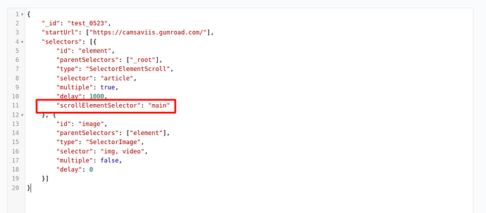 scrollElementSelector example