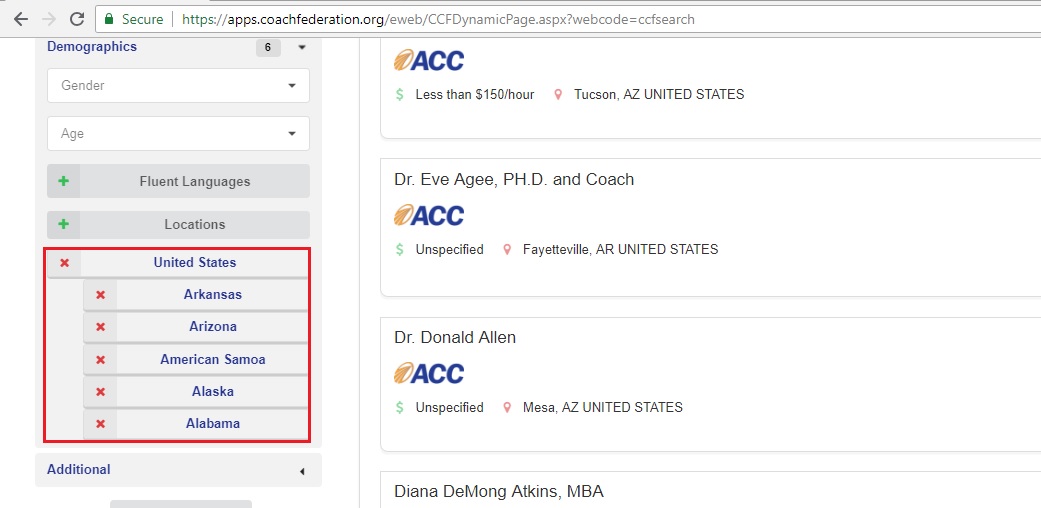 selected the 5 states from US