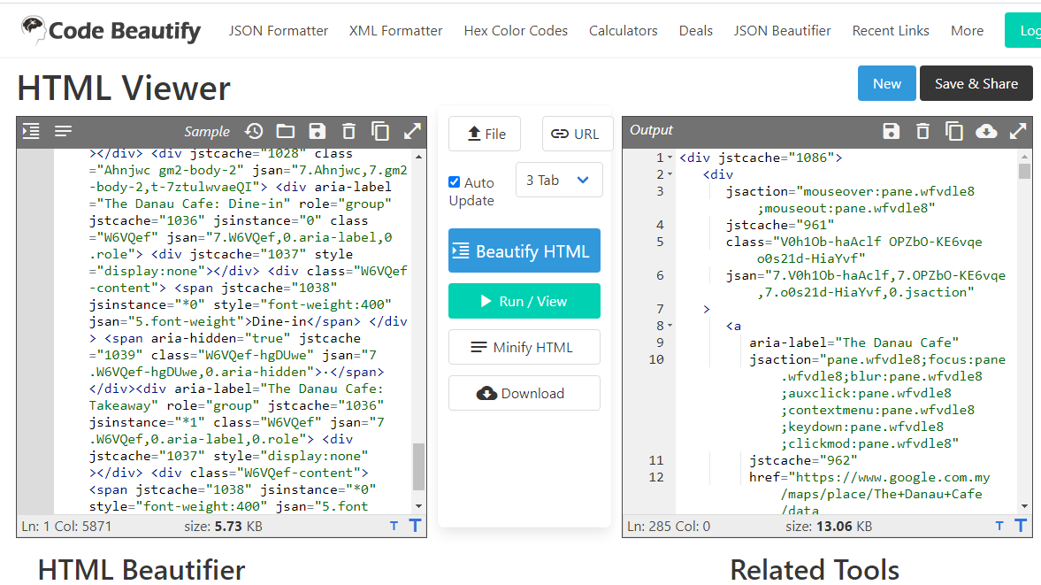 css into html formatter