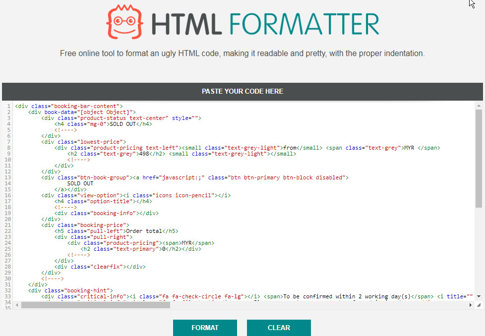 html formatter tags